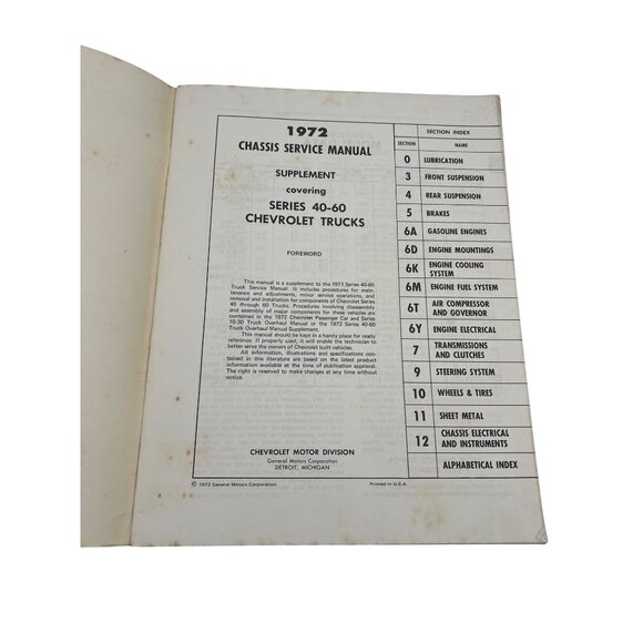 1972 Chevrolet 40-60 Series Truck Supplement Manual ST 331-72 (82 pages) - Picture 3 of 9